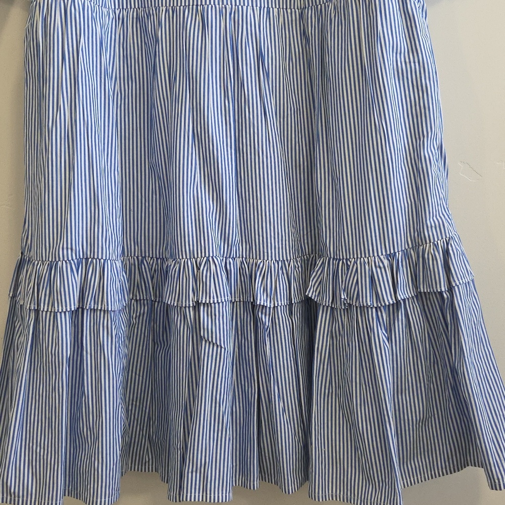 J. Crew Blue & White Striped Tiered Cotton Midi Dress - Picture 7 of 8
